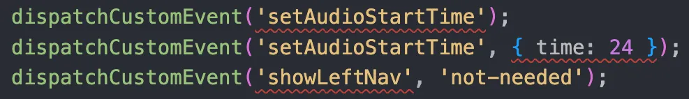 Typescript errors for the dispatchCustomEvent function